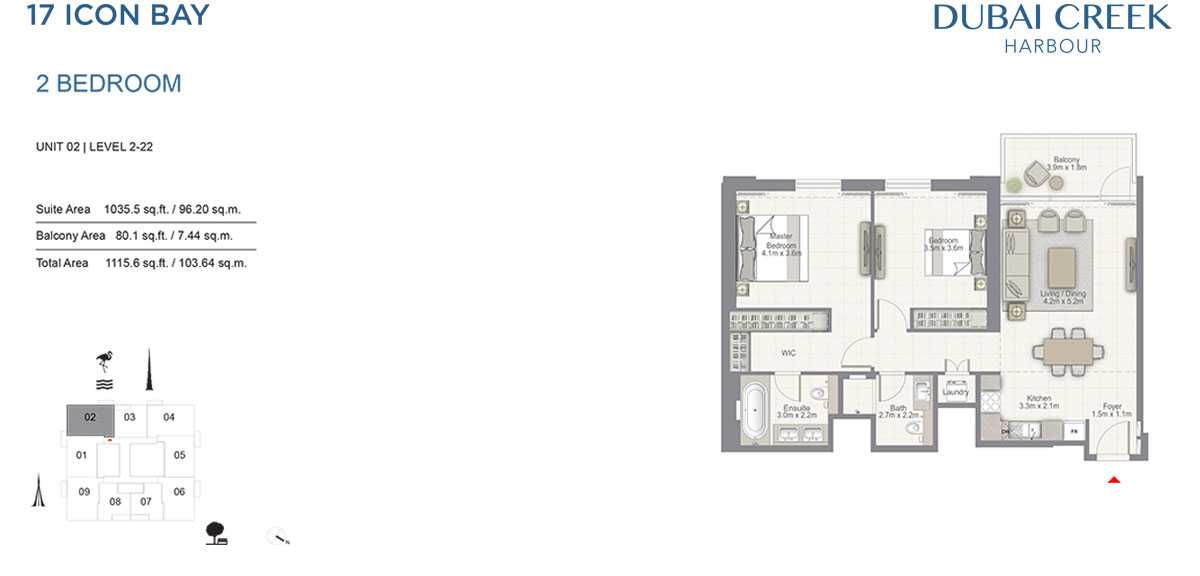 2 BR, Unit 2, Level 2-22- 17 Icon Building 1